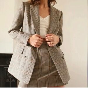 Aritzia Wilfred Women's Margaux Red Plaid Blazer and Skirt Set Size 6